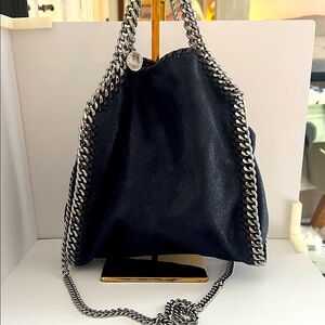 Stella McCartney Chain-Trimmed Falabella Bag, NAVY